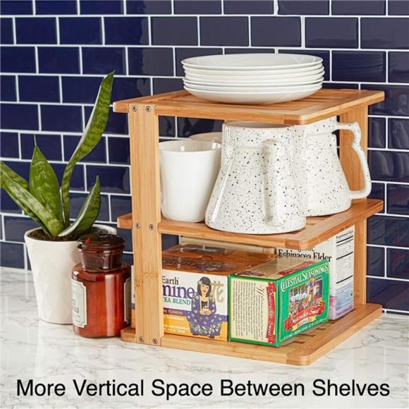 Bamboo Corner Shelf - 3 Tier 10 x 10" & 11.5 "- Pantry Organization and Storage - Picture 5 of 6